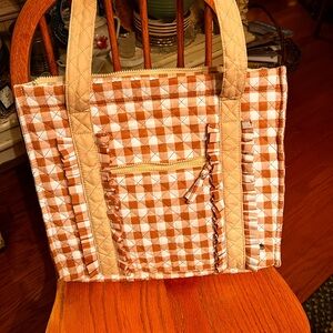 Chic Checkered Tote Bag in Tan and White made by The Darling Effect Company